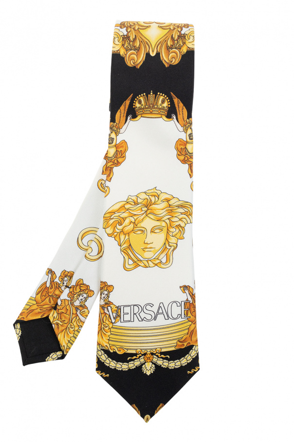 VERSACE multicolor multi logo medusa head 100% silk tie offers colorful designer